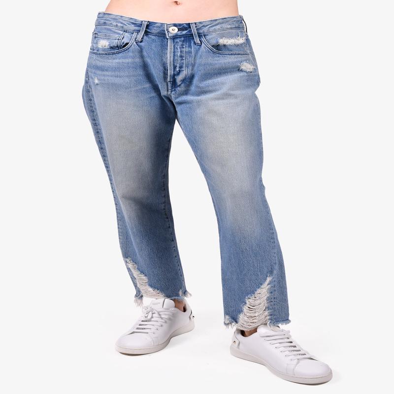3x1 NYC Light Wash Denim Jeans with Distressed Hem Detail Size 26