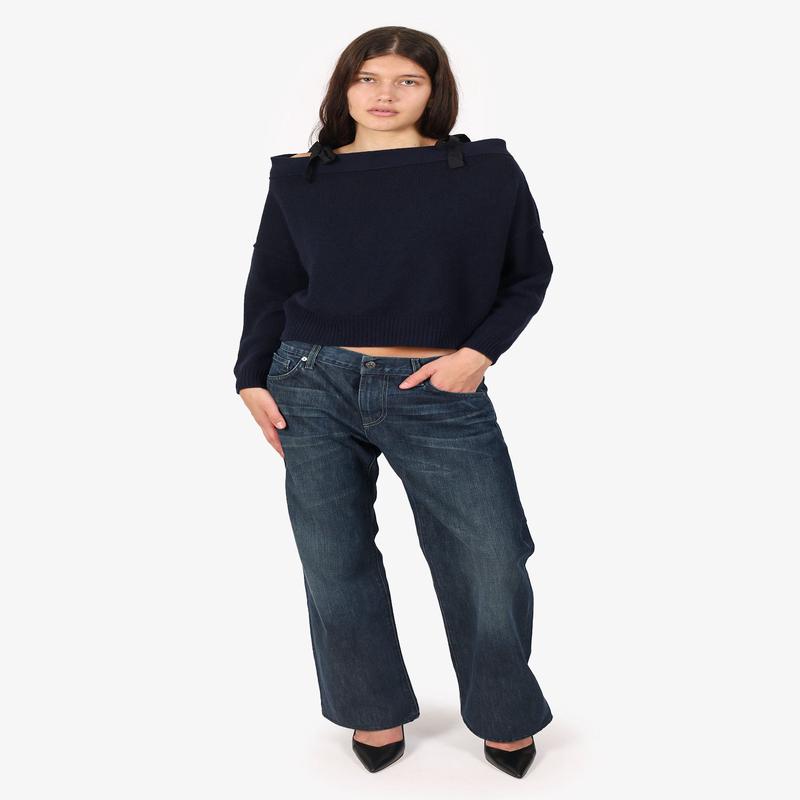 7 For All Mankind Blue Denim Bootcut Wide Leg Jeans Size 34