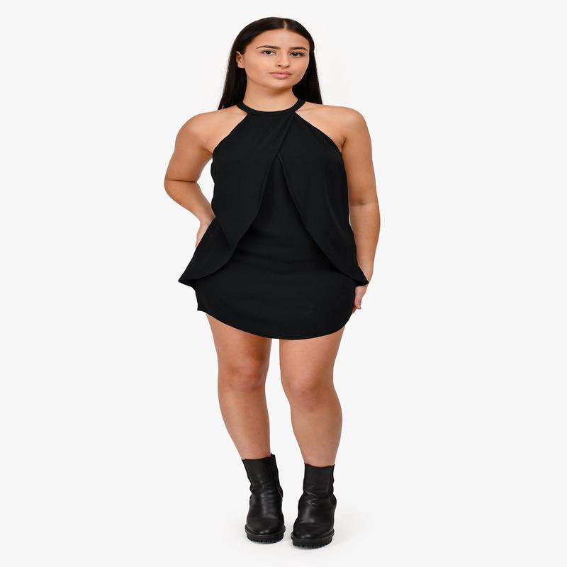 A.L.C Black Sleeveless Draped Mini Dress Size 2