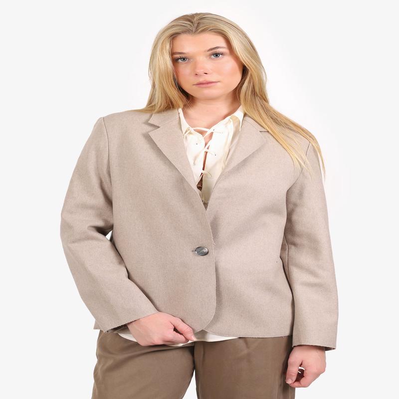 Acne Beige Wool/Cashmere Single Breasted Raw Edge Blazer Size 36
