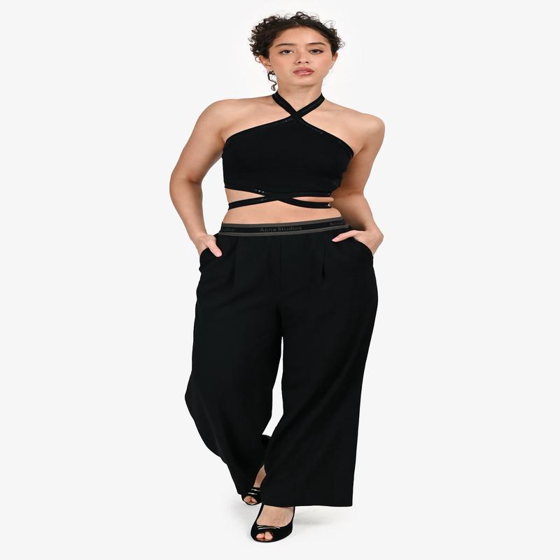 Acne Studios Black Logo Wide Leg Pants Size 34