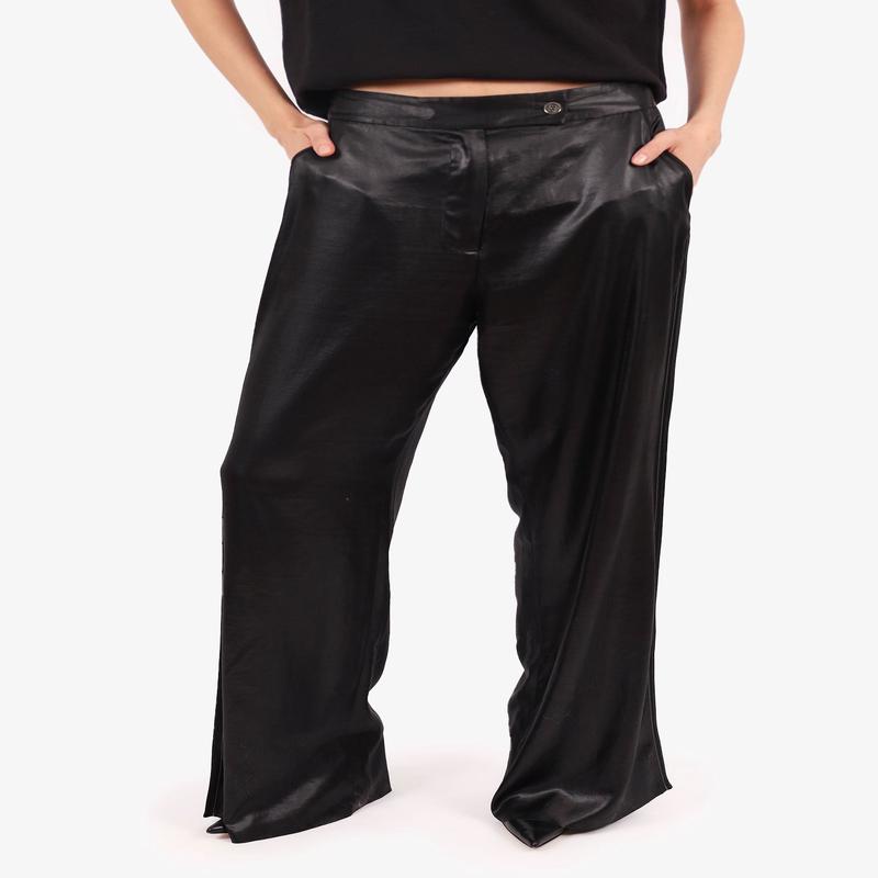 Acne Studios Black Shiny Wide-Leg Pants Size 38