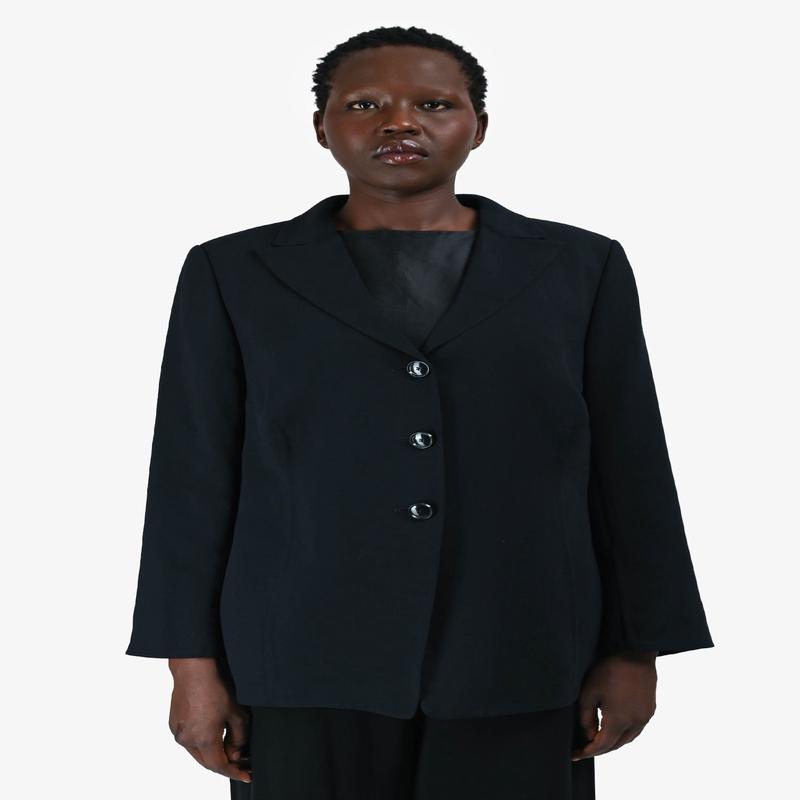 Akris Black Button Down Blazer Size 16