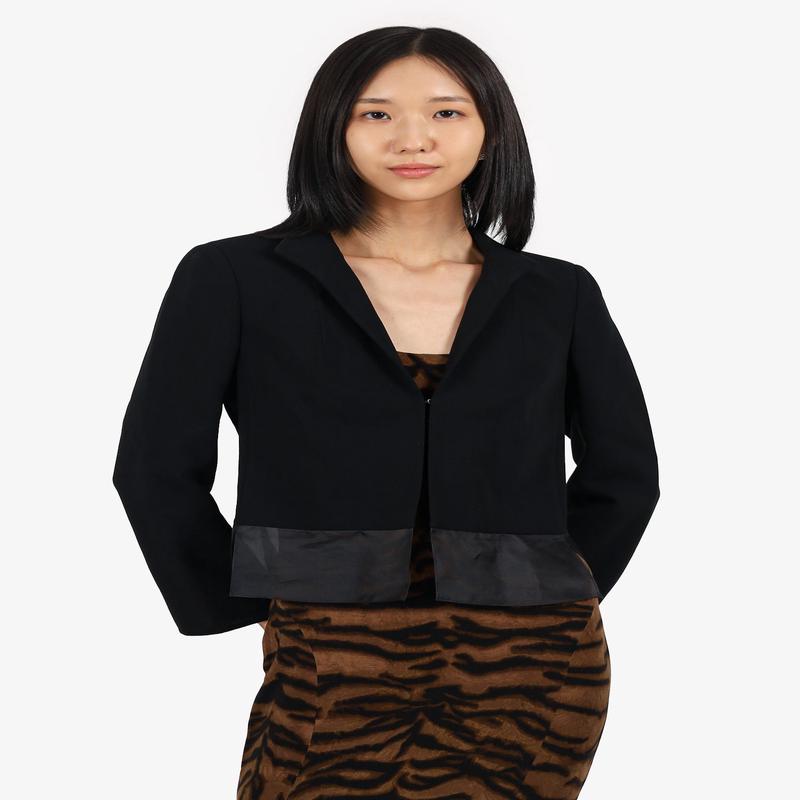 Akris Black Wool Sheer Trim Blazer Size 6