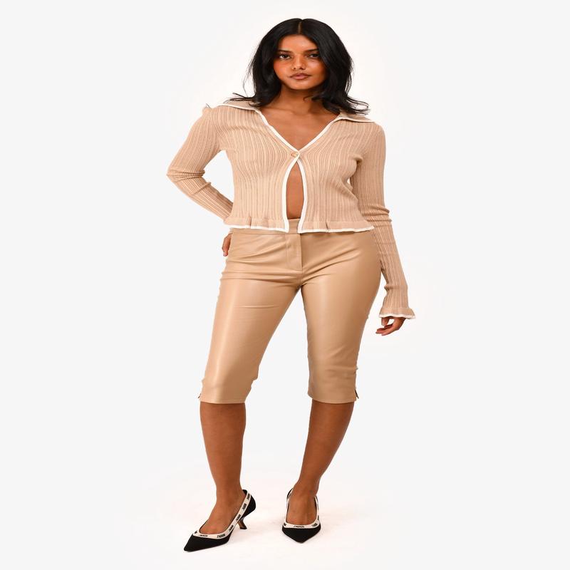 Lamarque Tan Vegan Leather Capris Size XS