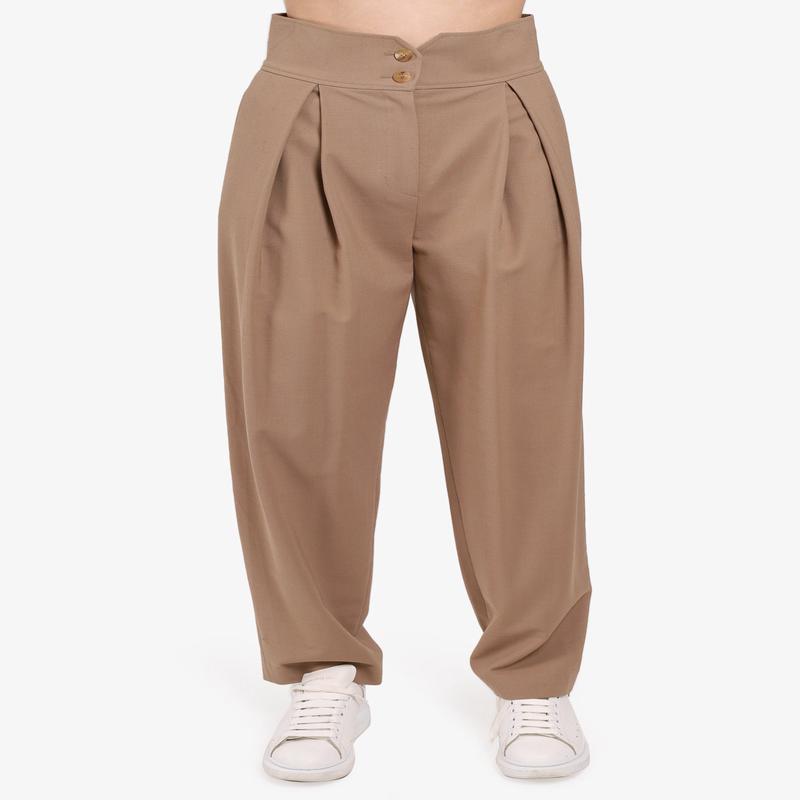 Le17Septembre Beige Wool High Waist Long Pants Size 36